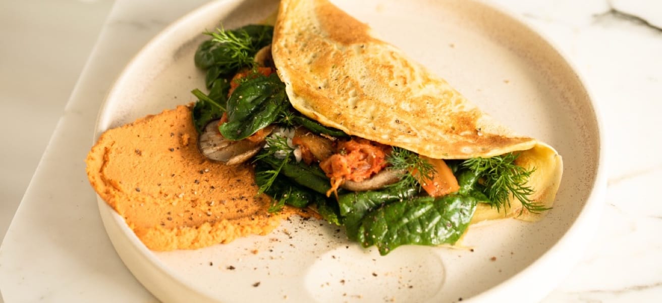 A simple omelette 
  served on a plate
